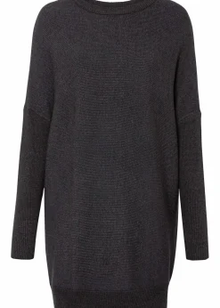 bonprix Strickmode|Pullover & Strickjacken^Long-Pullover aus Viskose-Mix anthrazit meliert