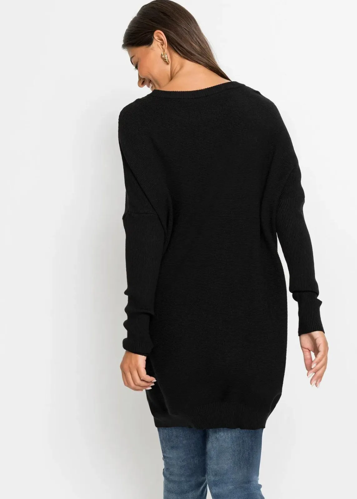 bonprix Strickmode|Pullover & Strickjacken^Long-Pullover aus Viskose-Mix schwarz