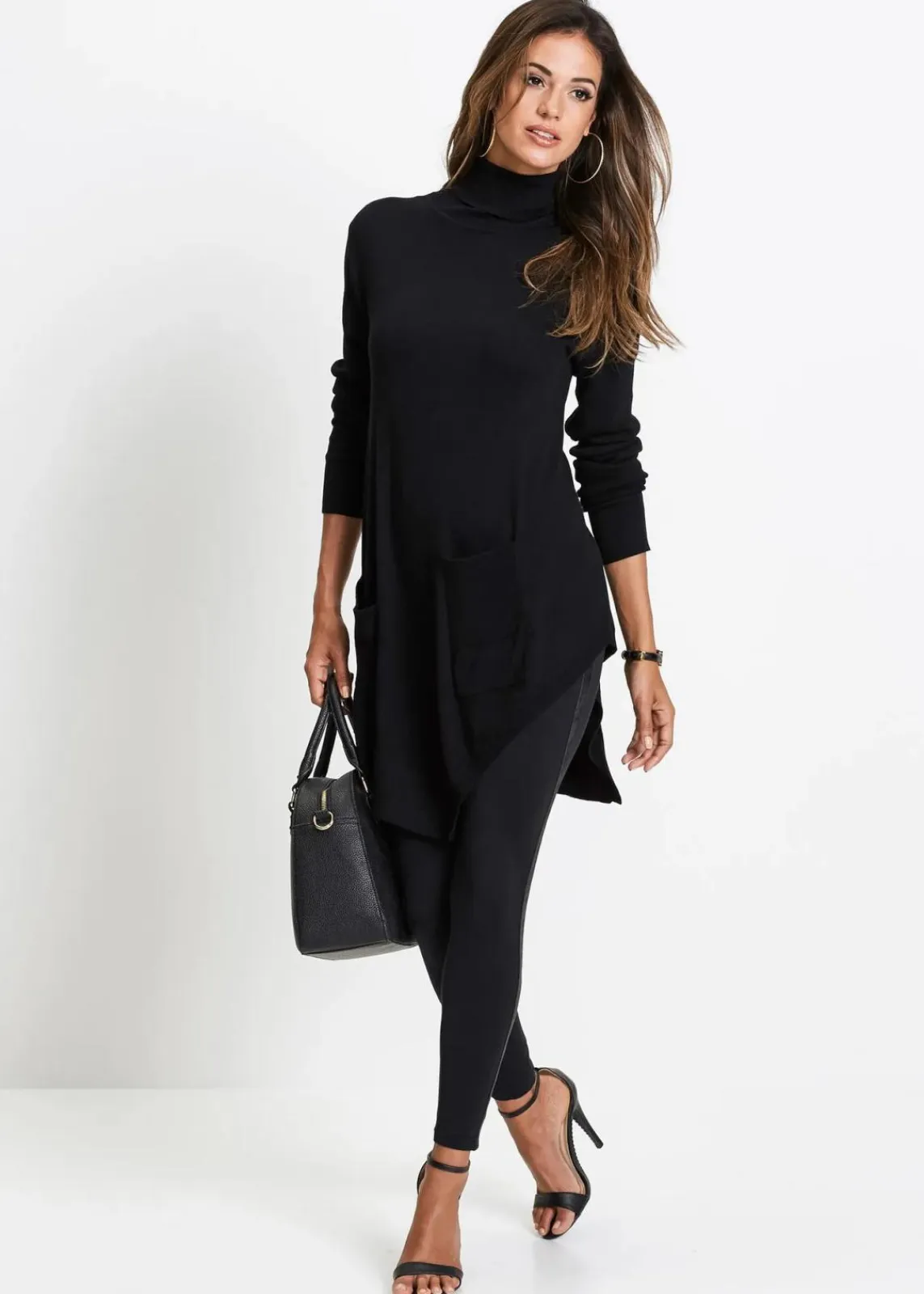 bonprix Bekleidung·Umstandsmode|Bekleidung·Jeans^Long-Pullover aus Viskose-Mischung schwarz