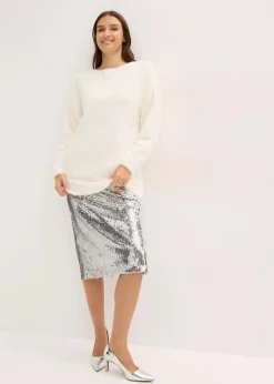 bonprix Bekleidung·Umstandsmode|Bekleidung·Jeans^Longpullover aus weichem Federgarn wollweiß