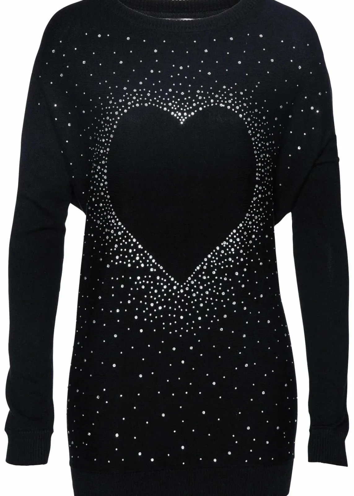bonprix Bekleidung·Umstandsmode|Bekleidung·Jeans^Longpullover mit Herz-Dekostein-Applikation schwarz