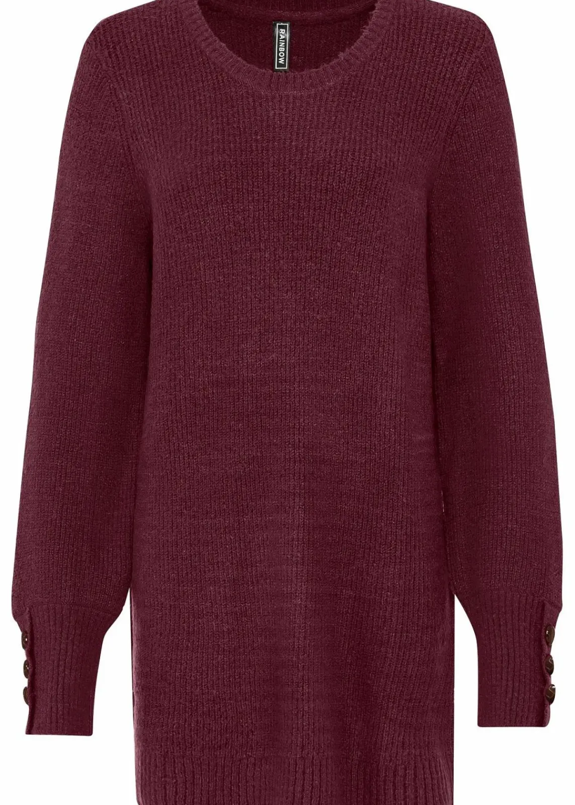 bonprix Pullover & Strickjacken|Bekleidung·Jeans^Longpullover mit Knöpfen rhododendronrot