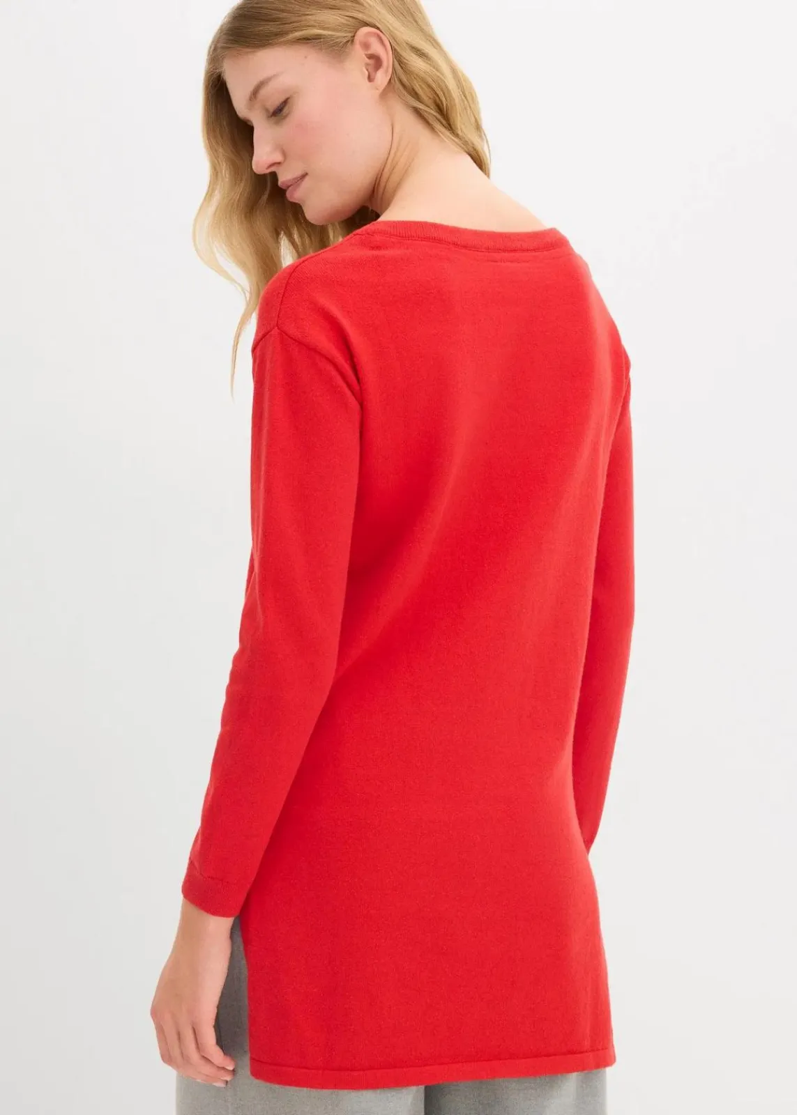 bonprix Strickmode|Pullover & Strickjacken^Longpullover mit recycelter Baumwolle rot