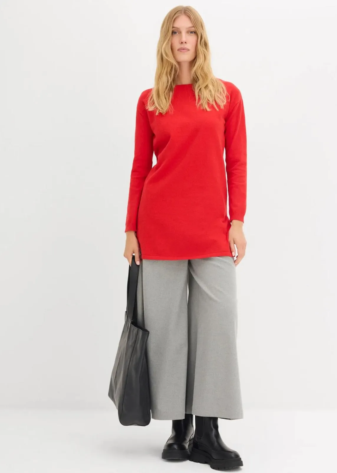 bonprix Strickmode|Pullover & Strickjacken^Longpullover mit recycelter Baumwolle rot