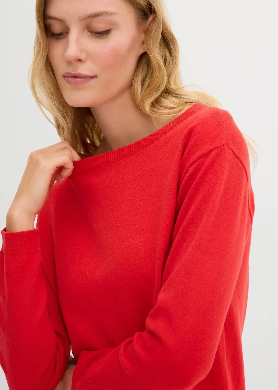 bonprix Strickmode|Pullover & Strickjacken^Longpullover mit recycelter Baumwolle rot