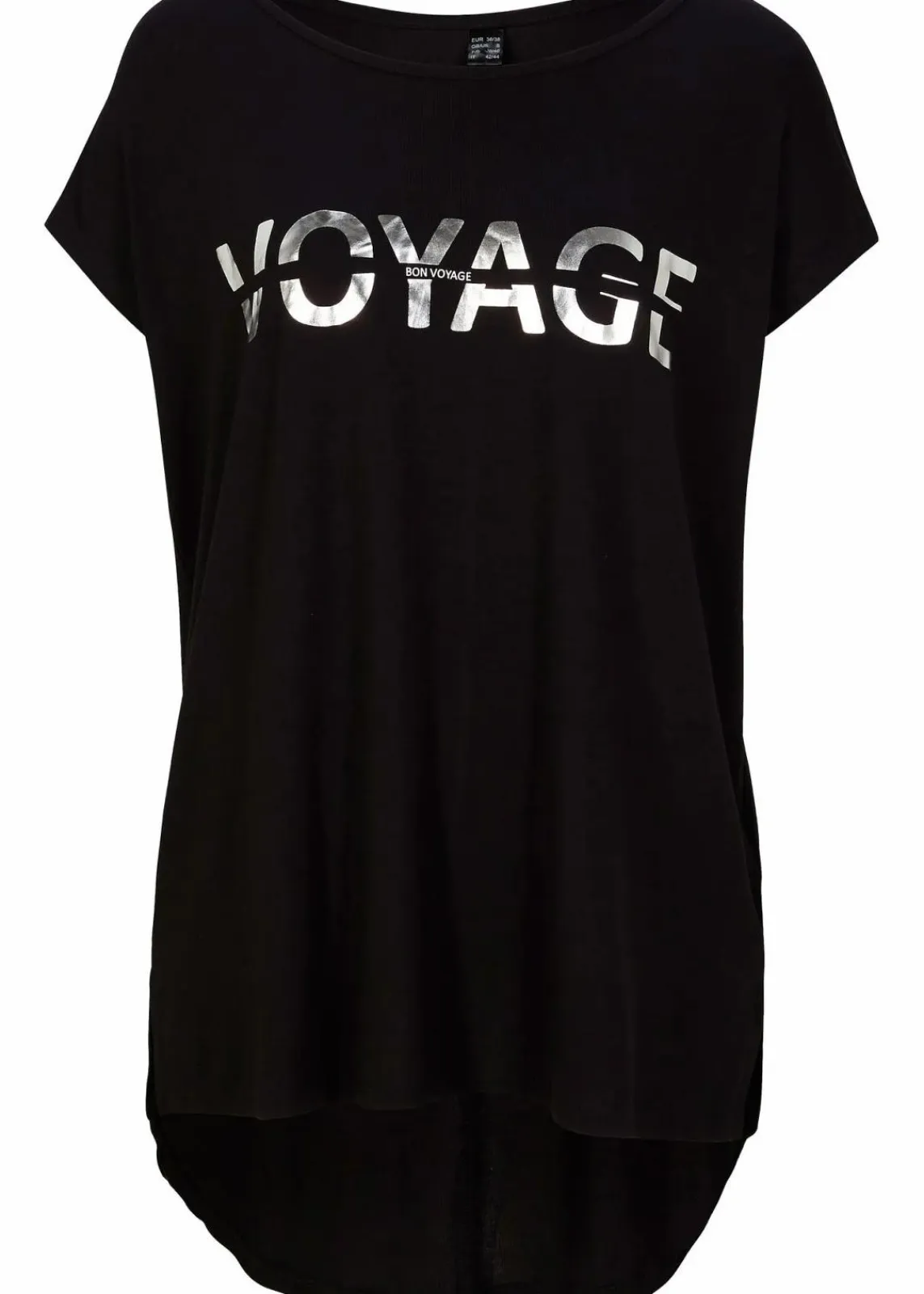 bonprix Nachhaltigere Materialien|Shirts & Tops^Longshirt aus Viskose-Mix schwarz / silber