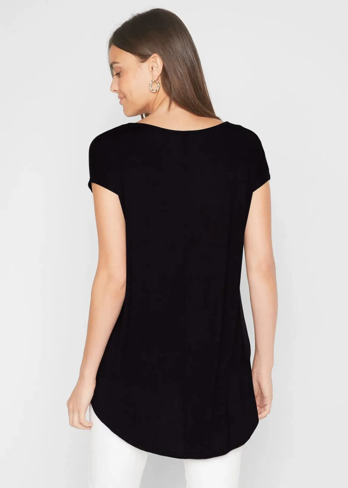bonprix Nachhaltigere Materialien|Shirts & Tops^Longshirt aus Viskose-Mix schwarz / silber