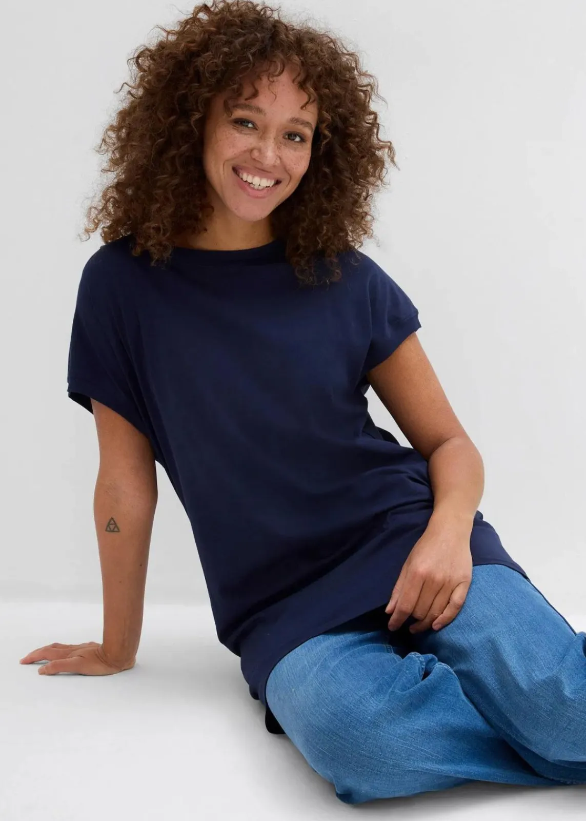 bonprix Shirts & Tops^Longshirt aus reiner Baumwolle dunkelblau