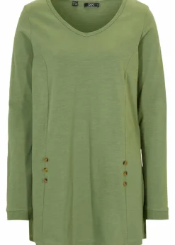 bonprix Shirts & Tops^Longshirt aus reiner Baumwolle farngrün