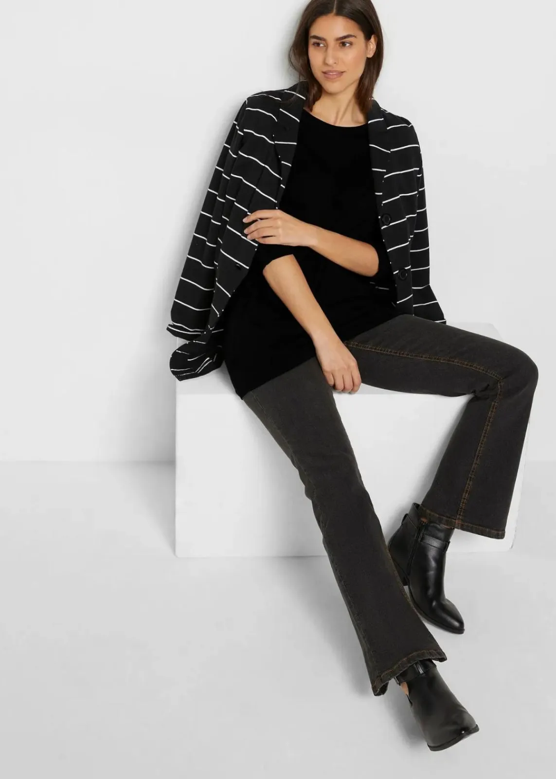 bonprix Shirts & Tops^Longshirt aus reiner Baumwolle schwarz