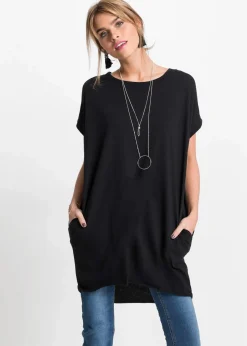 bonprix Shirts & Tops^Longshirt aus reiner Baumwolle schwarz