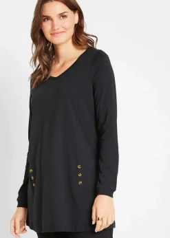 bonprix Shirts & Tops^Longshirt aus reiner Baumwolle schwarz
