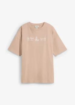 bonprix Shirts & Tops|Nachhaltigere Materialien^Longshirt aus reiner Bio-Baumwolle mandelbeige bedruckt