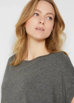 bonprix Shirts & Tops|Basics^Longshirt aus reiner Bio-Baumwolle (2er Pack) grau meliert + schwarz