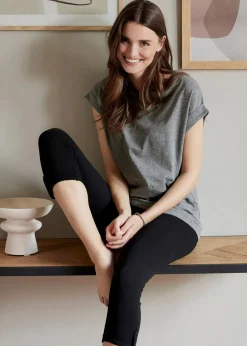 bonprix Shirts & Tops|Basics^Longshirt aus reiner Bio-Baumwolle (2er Pack) grau meliert + schwarz
