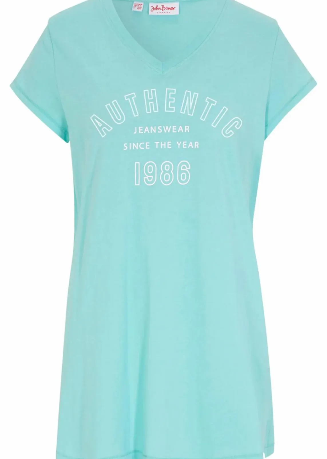 bonprix Shirts & Tops|Nachhaltigere Materialien^Longshirt aus reiner Bio-Baumwolle pazifikgrün bedruckt