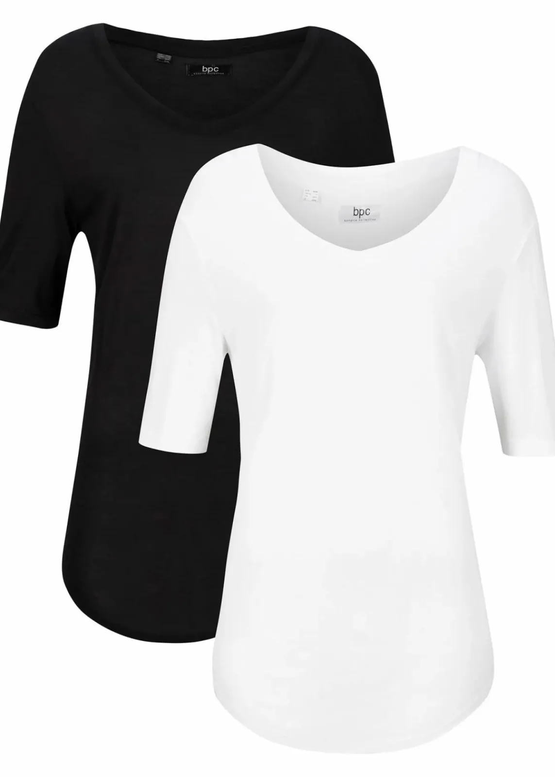 bonprix Nachhaltigere Materialien|Shirts & Tops^Longshirt aus softer Viskose, 2er-Pack schwarz+weiß