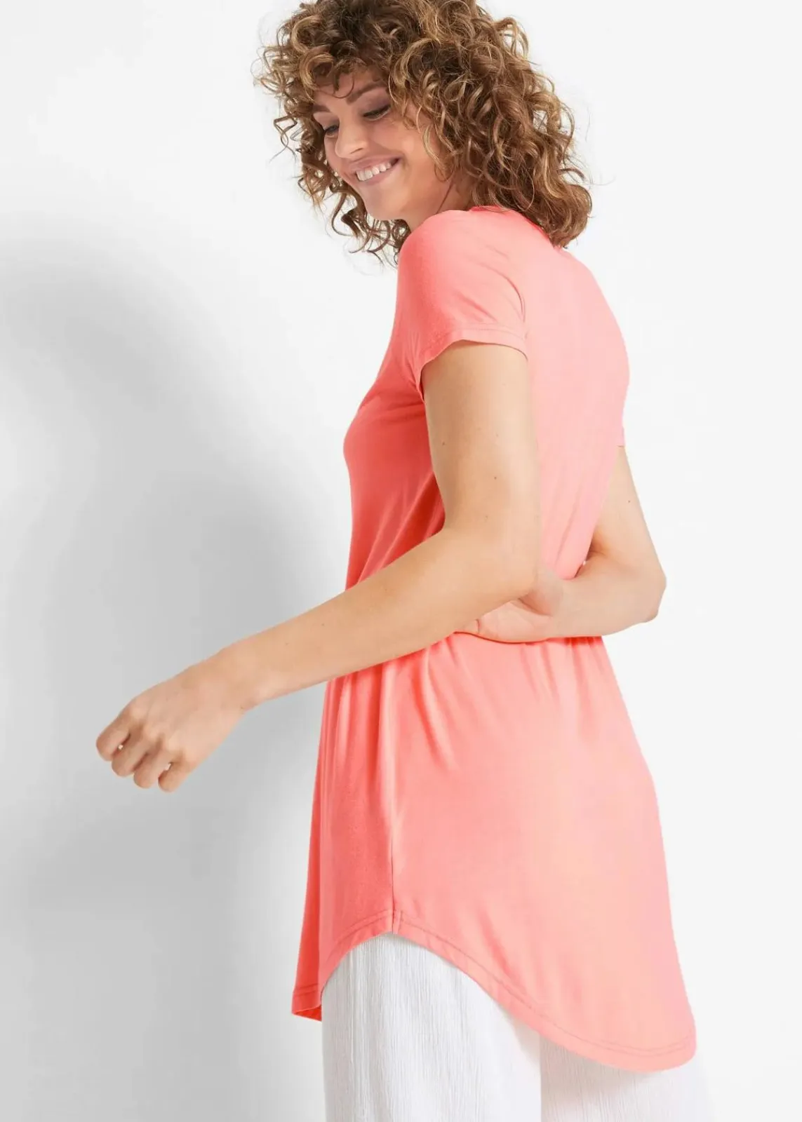 bonprix Shirts & Tops|Basics^Longshirt aus softer Viskose hellkoralle