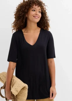 bonprix Bekleidung·Röcke|Basics^Longshirt aus softer Viskose schwarz