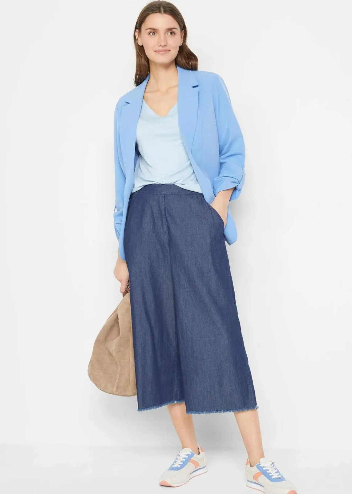 bonprix Basics|Shirts & Tops^Longshirt aus softer Viskose, 2er-Pack hellblau+dunkelblau