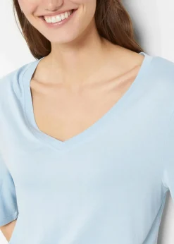 bonprix Basics|Shirts & Tops^Longshirt aus softer Viskose, 2er-Pack hellblau+dunkelblau