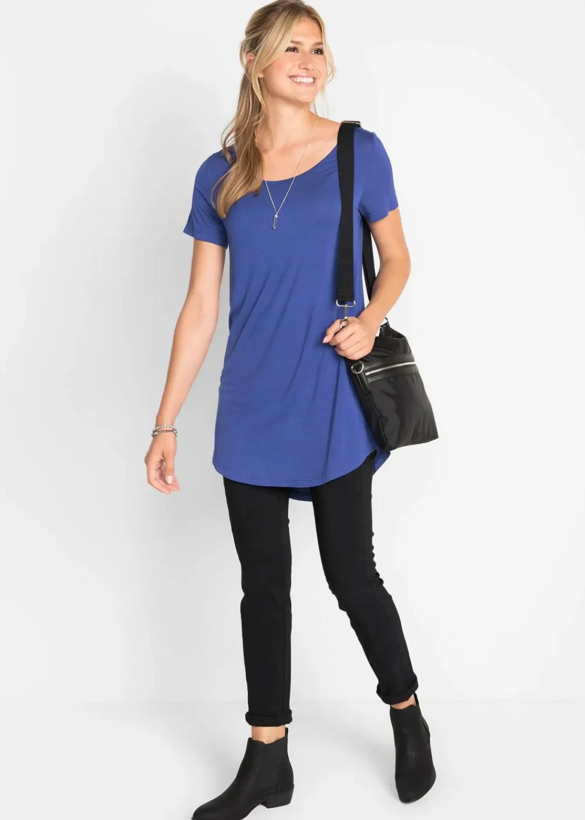 bonprix Shirts & Tops|Basics^Longshirt aus softer Viskose saphirblau