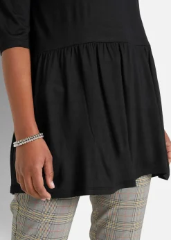 bonprix Nachhaltigere Materialien|Shirts & Tops^Longshirt aus Viskose mit Volant schwarz