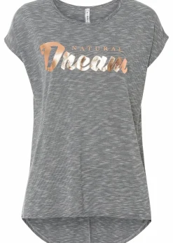bonprix Shirts & Tops^Longshirt aus Viskose-Mix hellgrau meliert bedruckt