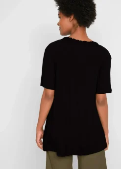 bonprix Nachhaltigere Materialien|Shirts & Tops^Longshirt aus Viskose-Mix schwarz