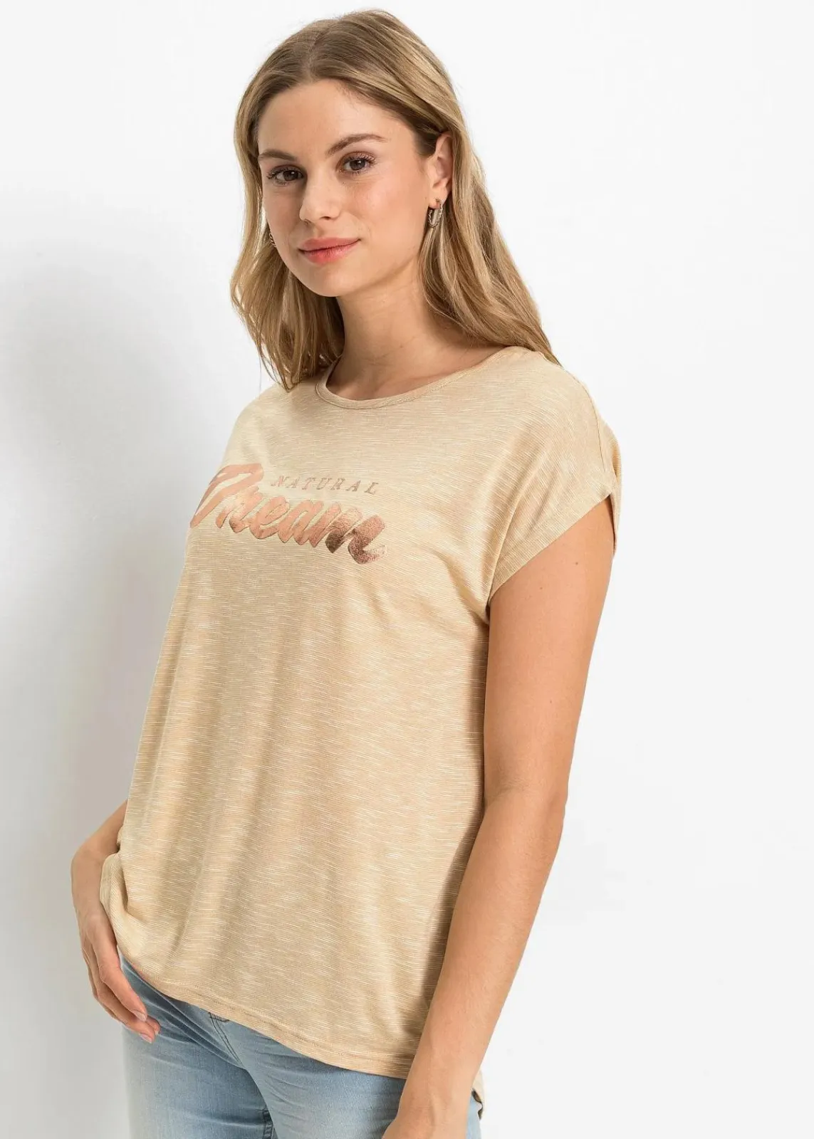 bonprix Shirts & Tops^Longshirt aus Viskose-Mix beige meliert