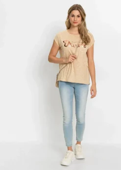 bonprix Shirts & Tops^Longshirt aus Viskose-Mix beige meliert