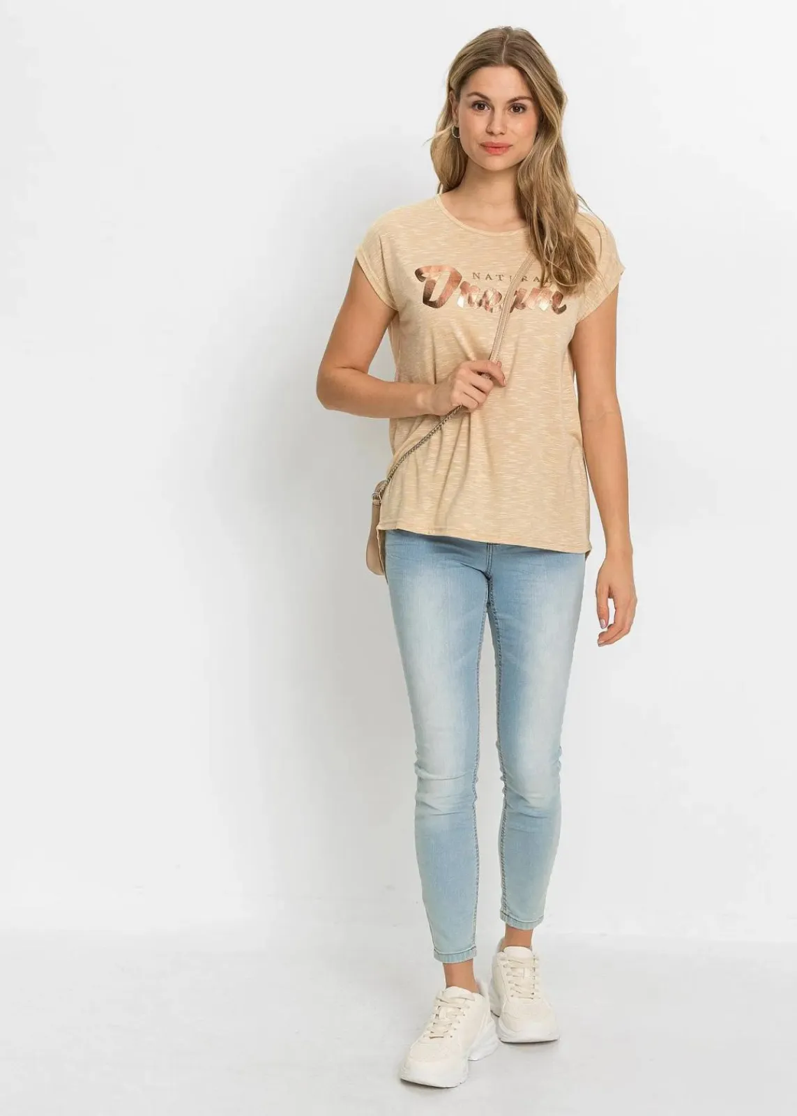 bonprix Shirts & Tops^Longshirt aus Viskose-Mix beige meliert