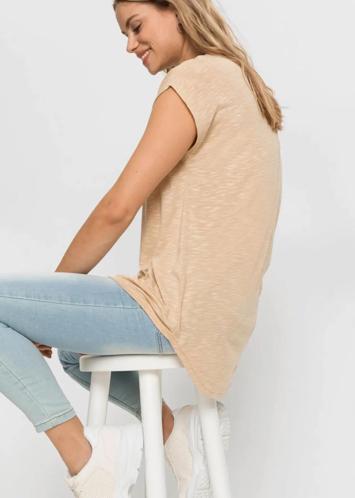 bonprix Shirts & Tops^Longshirt aus Viskose-Mix beige meliert