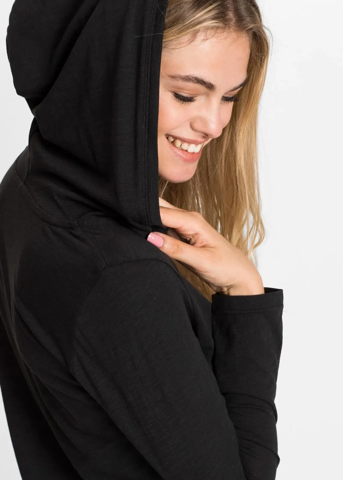 bonprix Shirts & Tops^Longshirt mit Kapuze schwarz