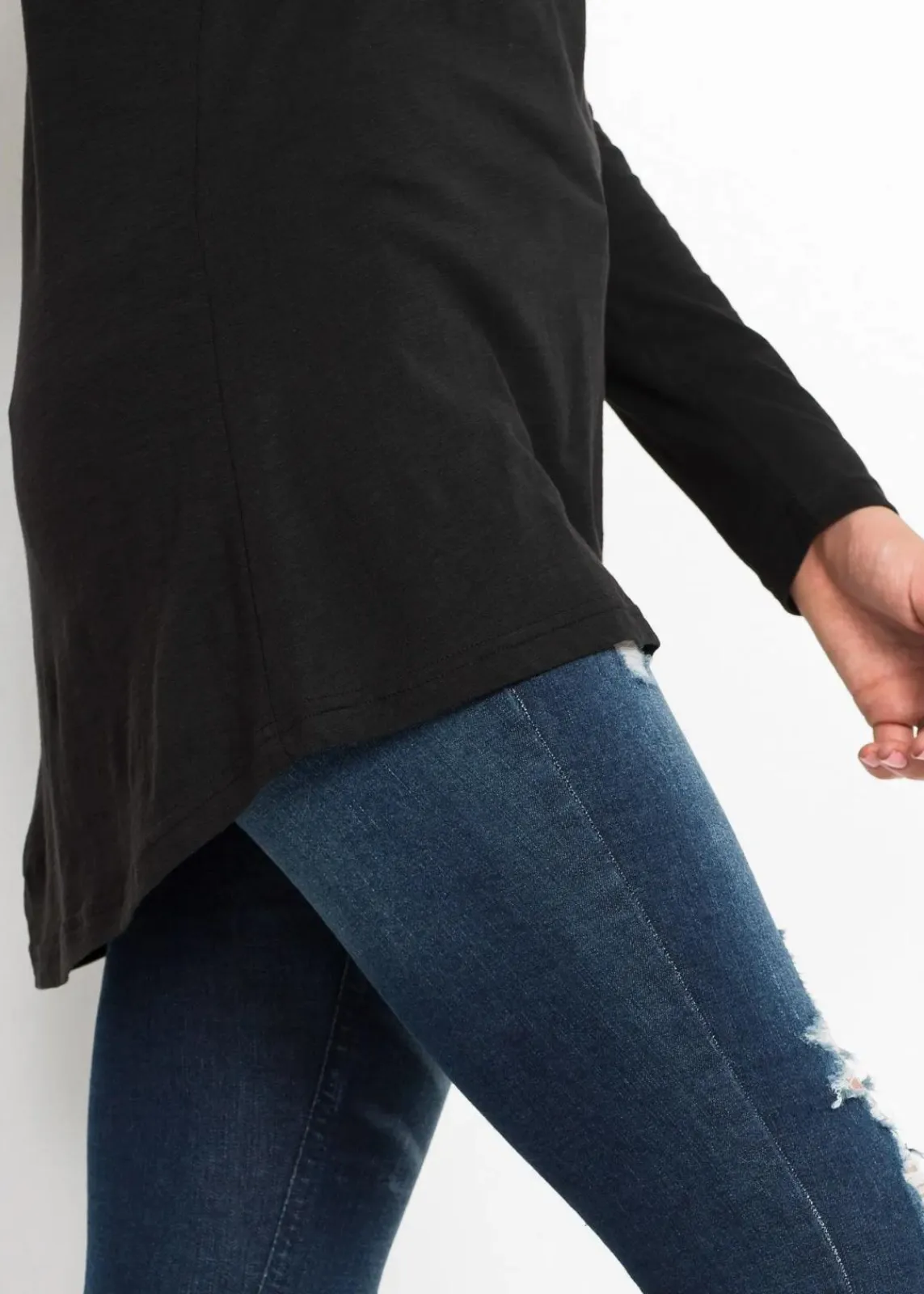 bonprix Shirts & Tops^Longshirt mit Kapuze schwarz