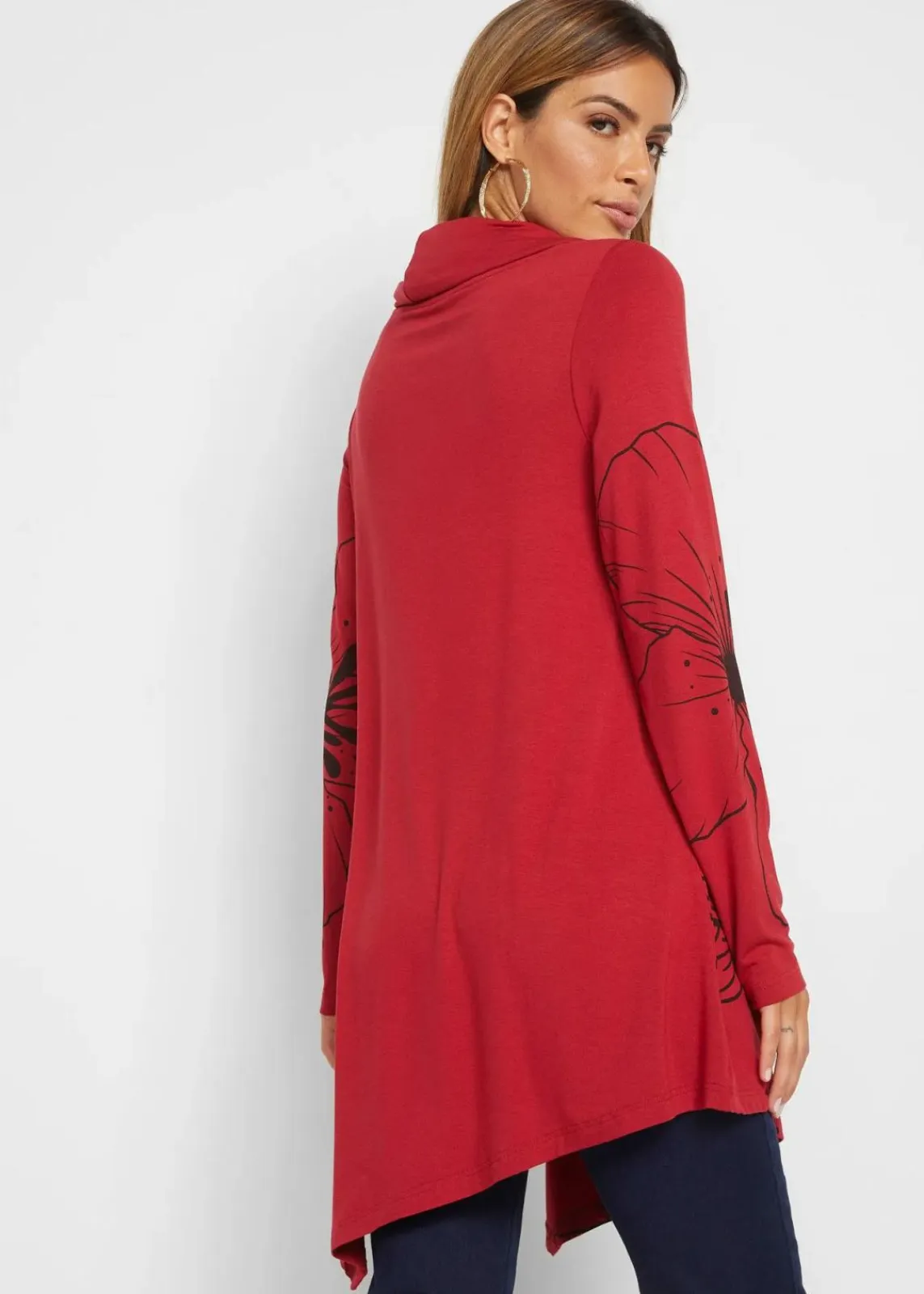 bonprix Shirts & Tops^Longshirt mit Rollkragen abendrot/schwarz
