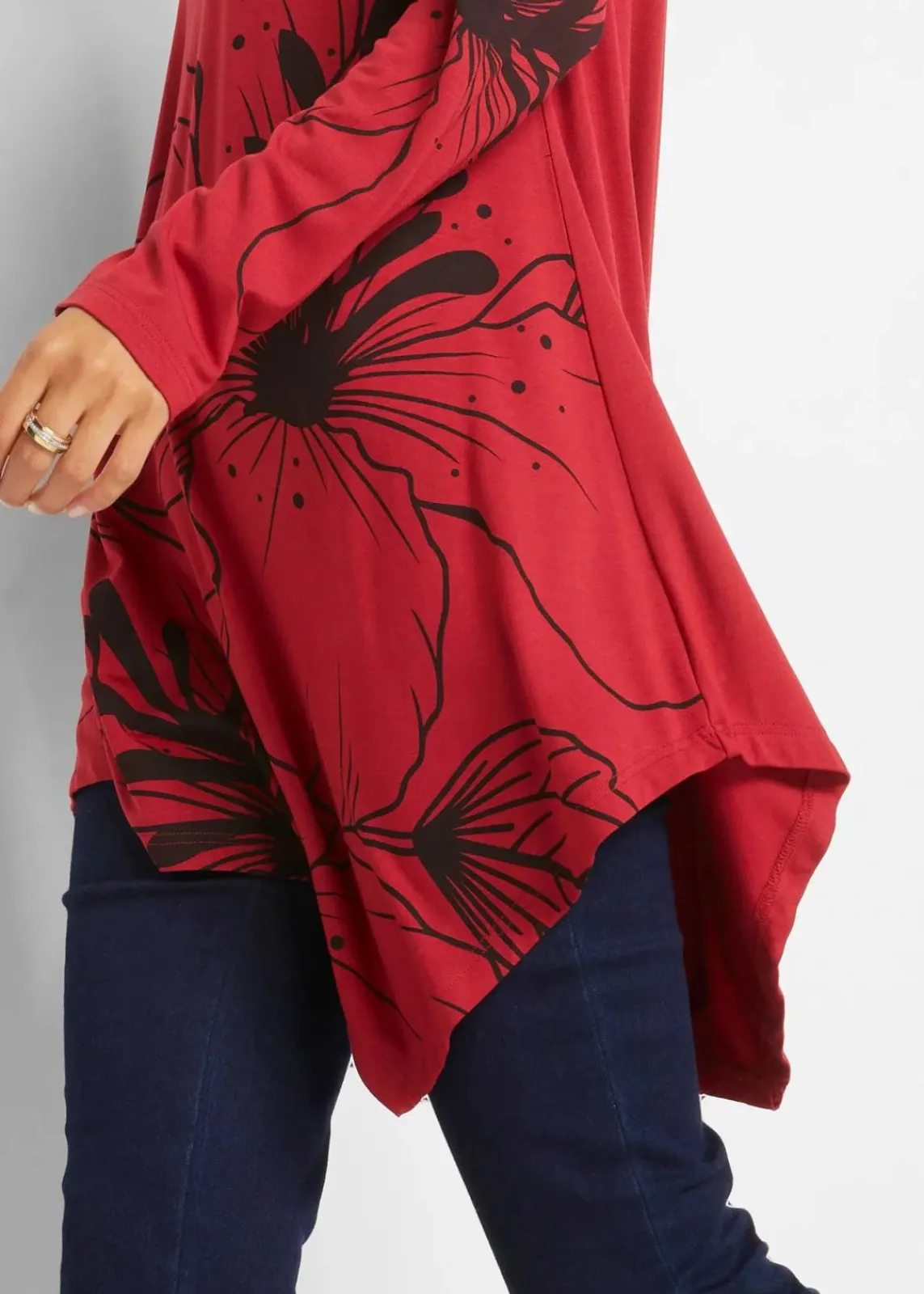 bonprix Shirts & Tops^Longshirt mit Rollkragen abendrot/schwarz