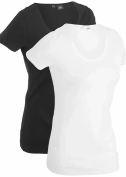 bonprix Shirts & Tops^Longshirt mit Schriftzug (2er Pack) schwarz + weiß