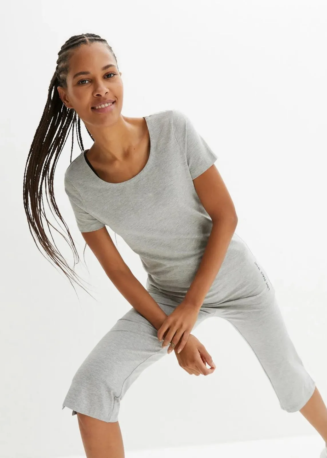 bonprix Shirts & Tops^Longshirt mit Schriftzug (2er Pack) dunkelblau + hellgrau meliert