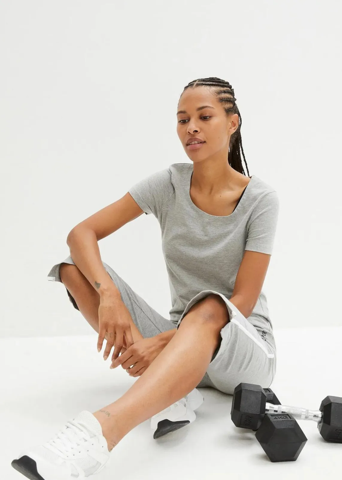 bonprix Shirts & Tops^Longshirt mit Schriftzug (2er Pack) dunkelblau + hellgrau meliert