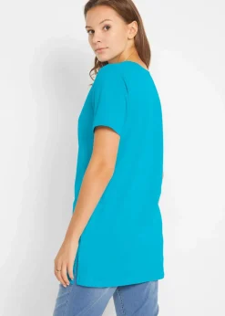 bonprix Basics|Bekleidung·Röcke^Longshirt mit V-Ausschnitt (2er Pack) türkis+dunkelblau