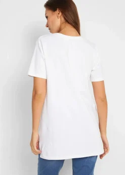 bonprix Basics|Bekleidung·Röcke^Longshirt mit V-Ausschnitt (2er Pack) schwarz+weiß