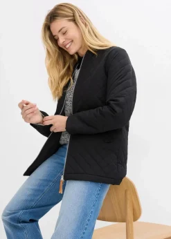 bonprix Bekleidung·Hosen|Jacken & Mäntel^Long-Steppjacke schwarz