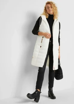 bonprix Jacken & Mäntel|Bekleidung·Hosen^Longsteppweste wollweiß