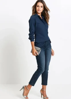 bonprix Bekleidung·Jacken & Mäntel|Blusen & Tuniken^Long-Stretch-Bluse schwarz