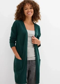 bonprix Bekleidung·Umstandsmode|Strickmode^Longstrickjacke tiefgrün