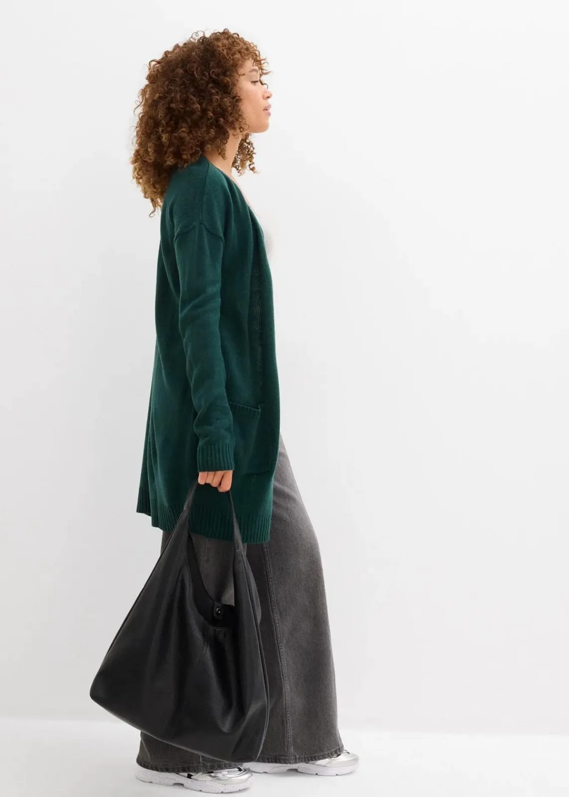 bonprix Bekleidung·Umstandsmode|Strickmode^Longstrickjacke tiefgrün