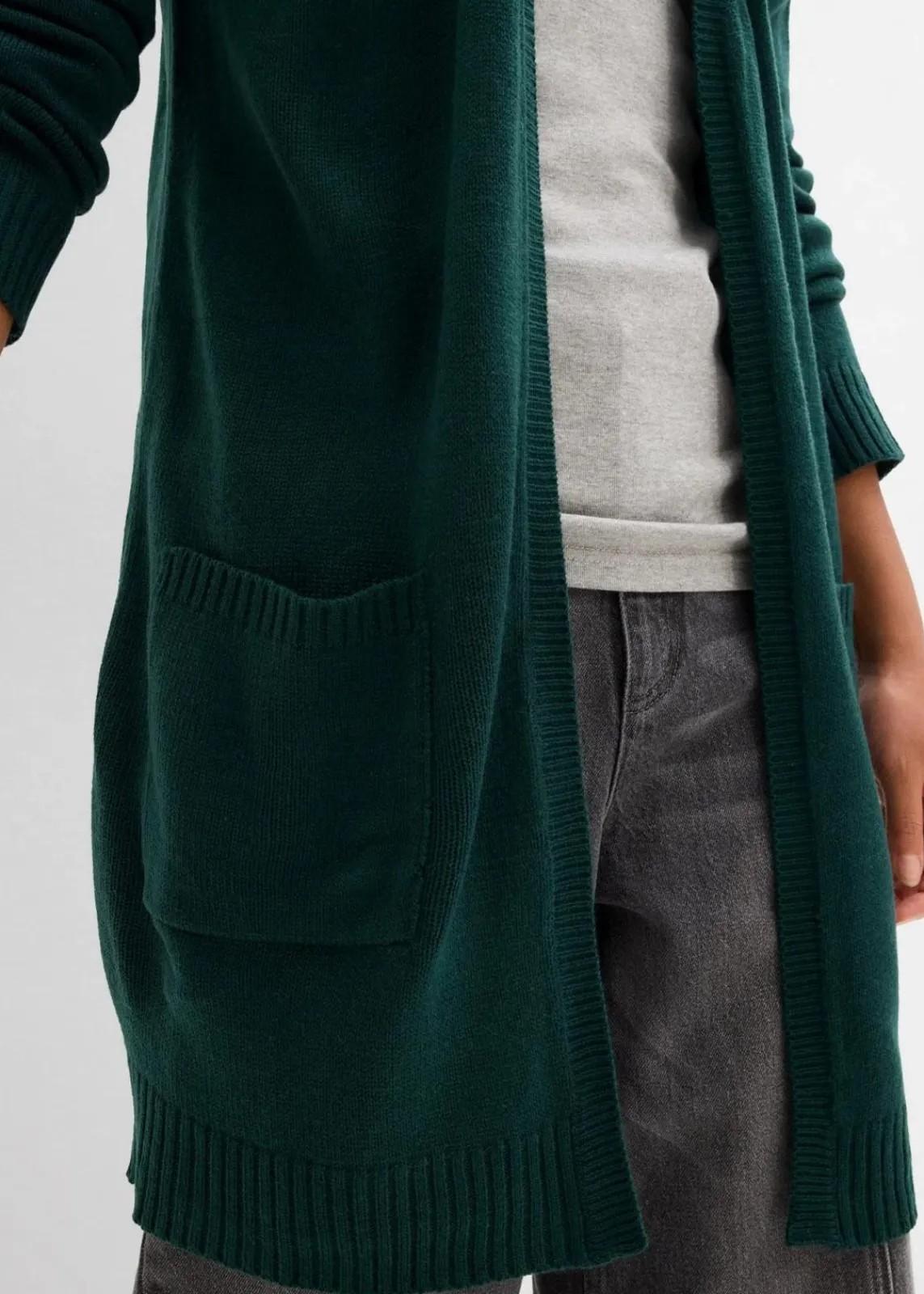 bonprix Bekleidung·Umstandsmode|Strickmode^Longstrickjacke tiefgrün