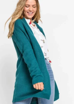 bonprix Bekleidung·Umstandsmode|Strickmode^Longstrickjacke blaugrün