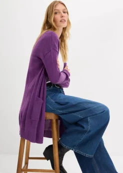 bonprix Pullover & Strickjacken|Basics^Longstrickjacke steingrau